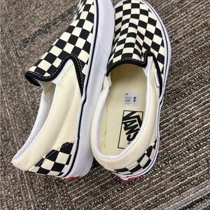 Vans Kids Checkered Slip-On Sneakers - Black and White